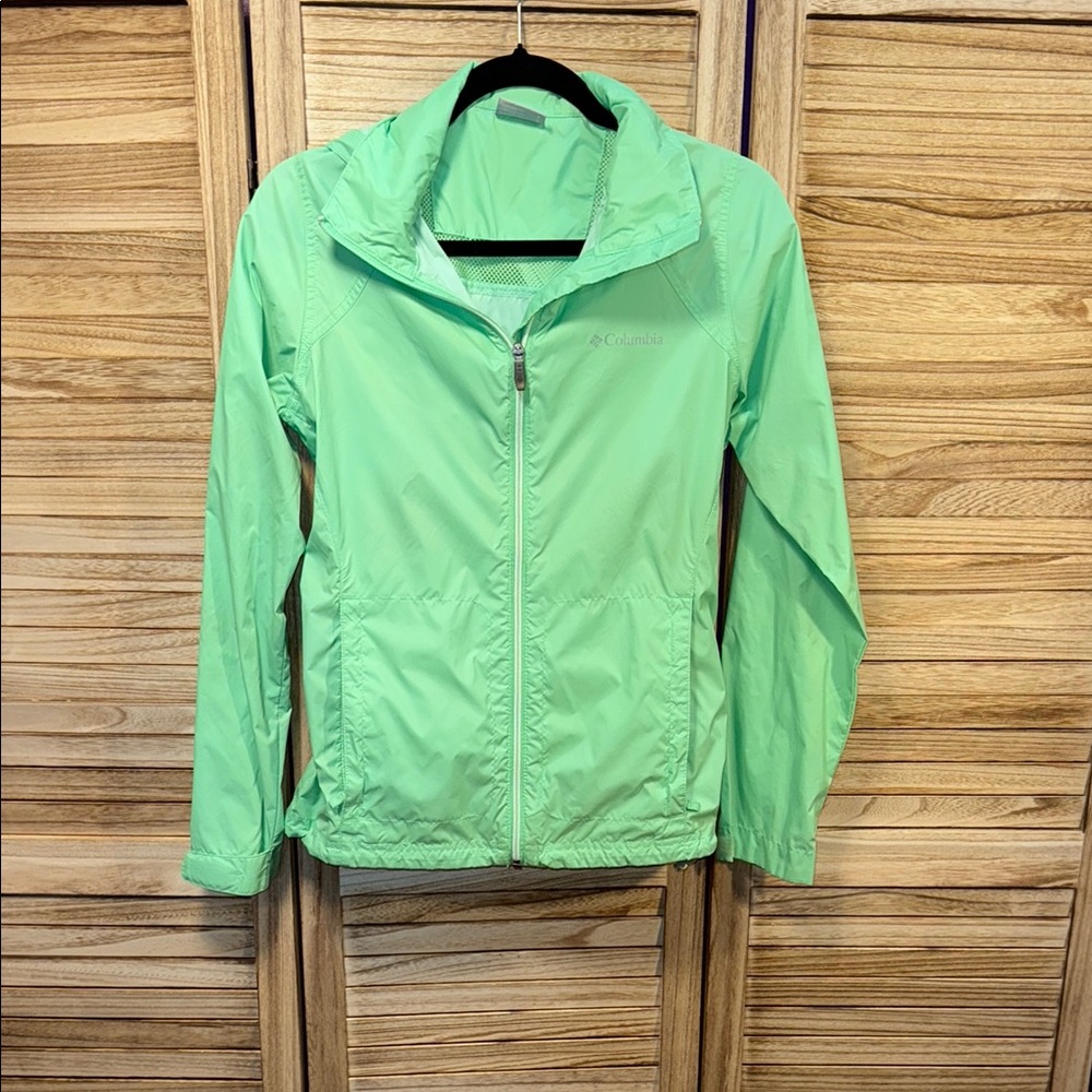 Columbia Green Zip Down Light Weight Jacket Windbreaker Size Small